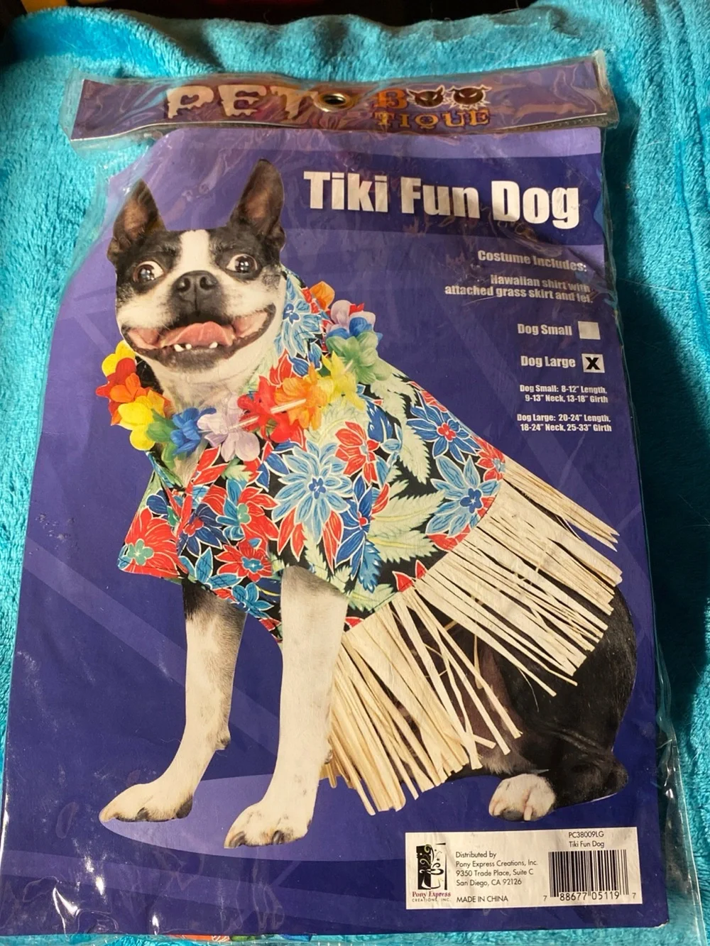 ! Pet Bootique Pony Express Pet Tiki Fun Dog Large Costume Hawaiian Luau Hall